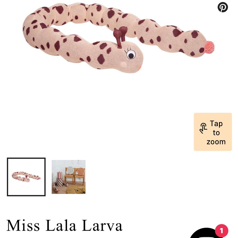 OYOY DESIGNS Miss La La Larva Caterpiller Stuffed Animal Toy